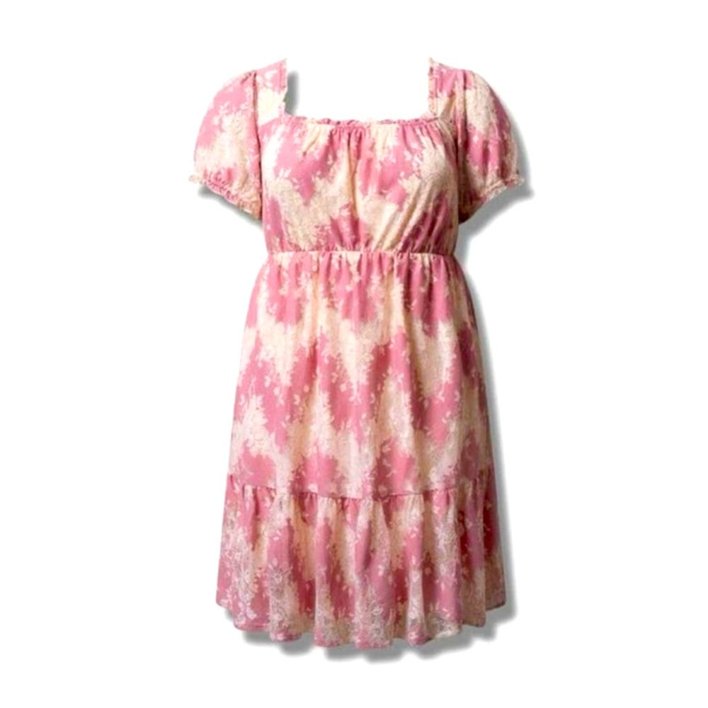 Torrid Foxglove Pink Mini Two Tone Lace Tiered Babydoll Dress 2X NWT
